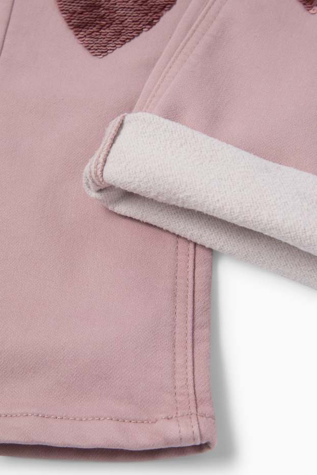 Copii - Fete - Inimă - flared jeans - jeans termoizolanți - roz