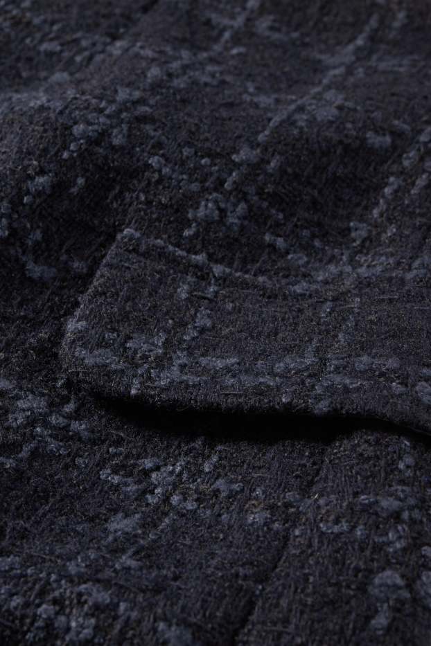 Femei - Fustă din bouclé - în carouri - albastru închis