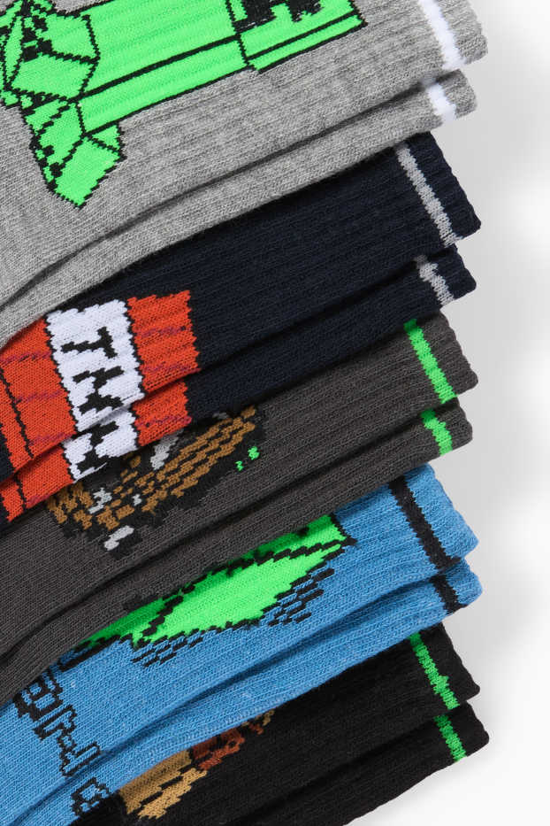Children Boys - Multipack of 5 - Minecraft - socks with motif - gray