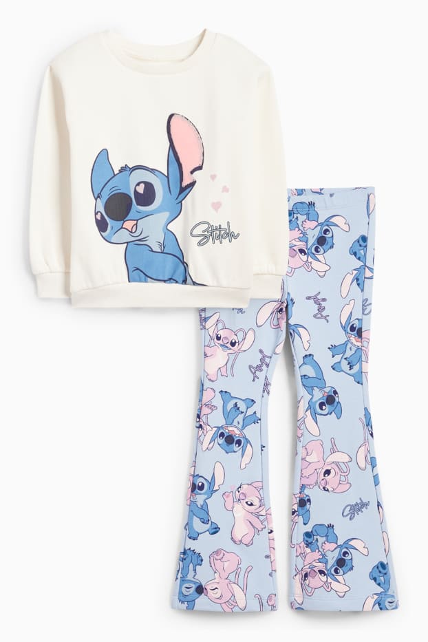 Copii - Fete - Lilo & Stitch - set - bluză de molton și colanți evazați - alb-crem