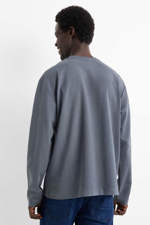 Bărbați - Tricou cu mânecă lungă - gri închis