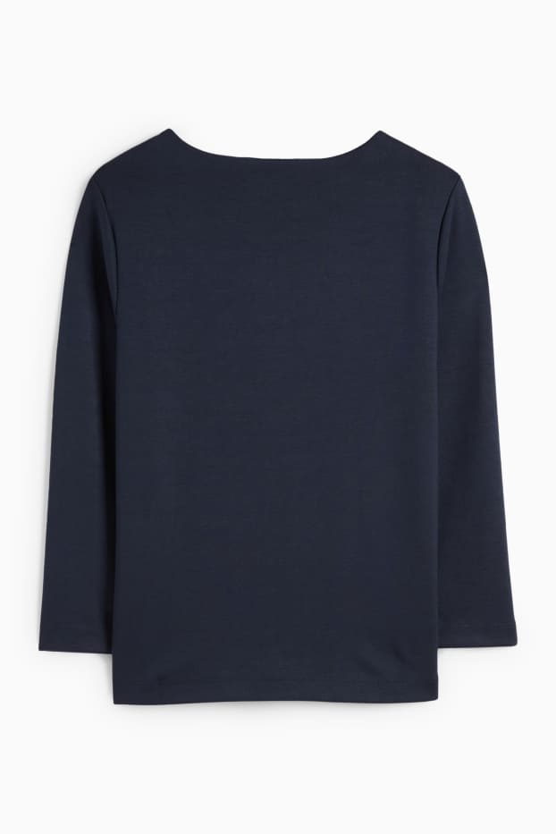 Femei - Tricou cu mânecă lungă - albastru închis