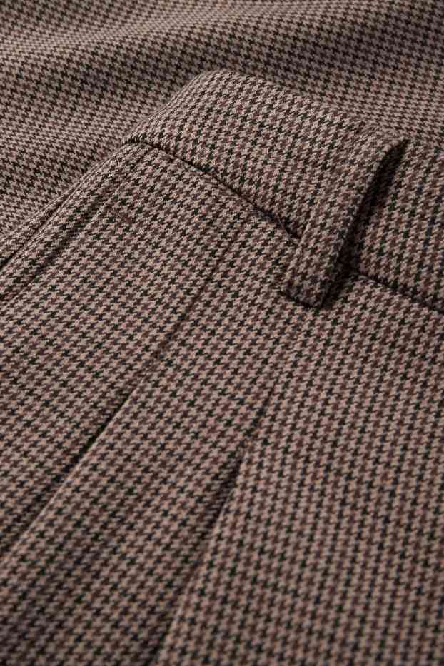Femei - Pantaloni de stofă - talie medie - wide leg - în carouri - maro