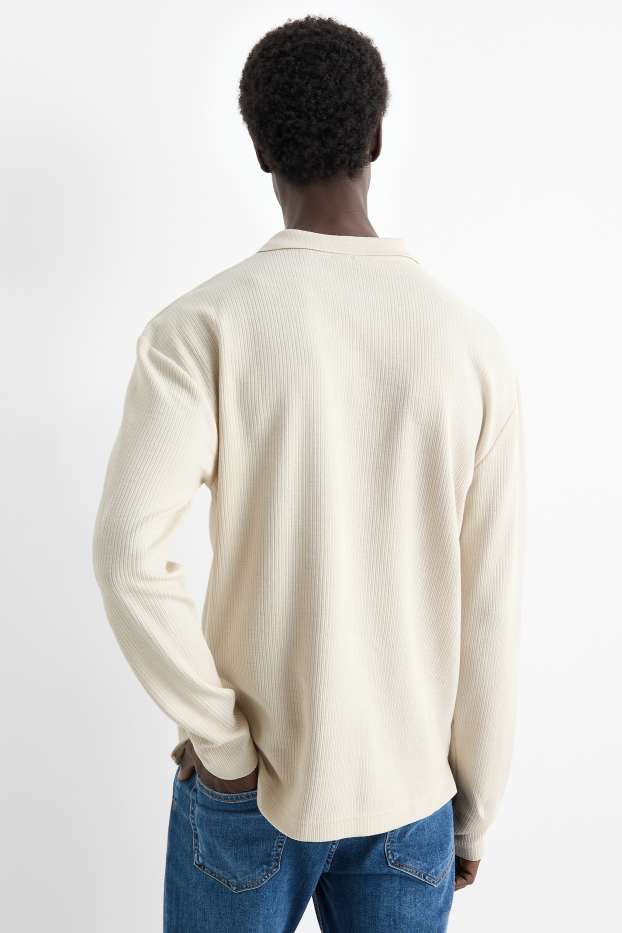 Bărbați - Tricou polo - regular fit - structurat - alb-crem