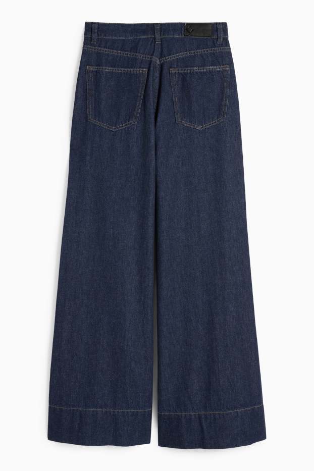 Femei - Wide leg jeans - talie înaltă - denim-albastru închis
