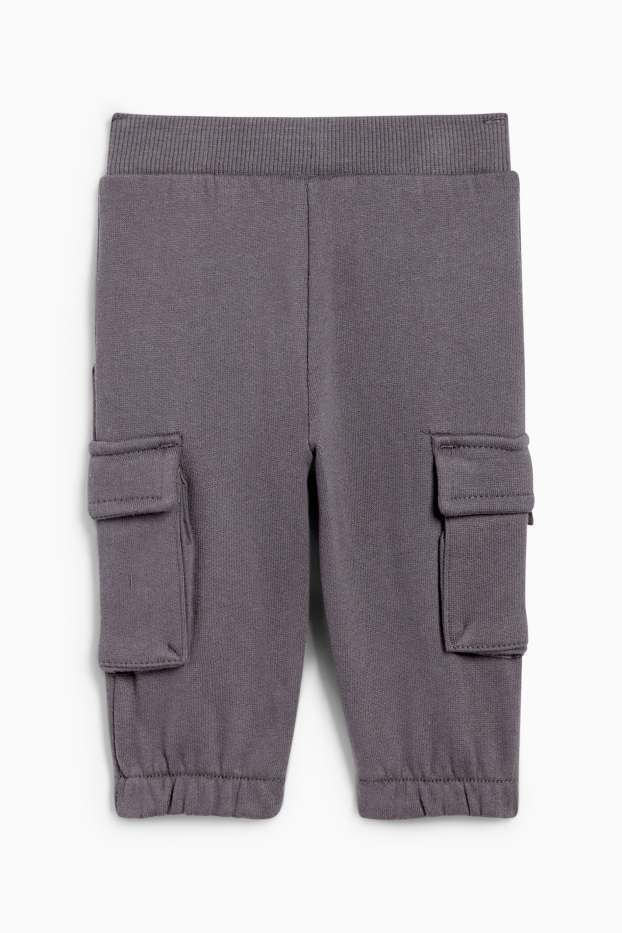 Bebeluși - băieți - Pantaloni de trening bebeluși - model cargo - gri închis