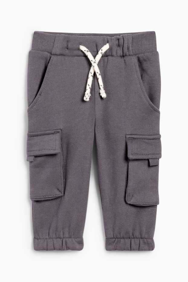 Bebeluși - băieți - Pantaloni de trening bebeluși - model cargo - gri închis