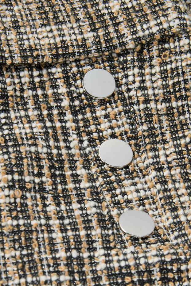 Femei - Pantaloni bouclé - talie înaltă - wide leg - bej
