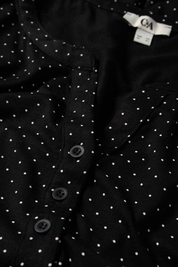 Femei - Tricou cu mânecă lungă - cu buline - negru