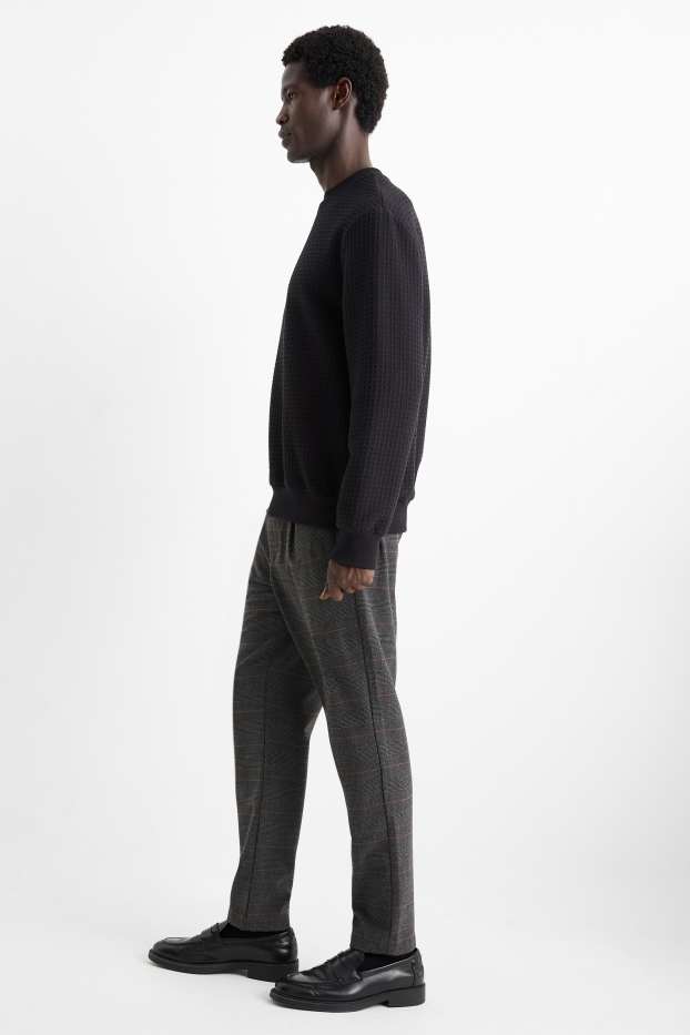 Bărbați - Chino - tapered fit - în carouri - gri închis