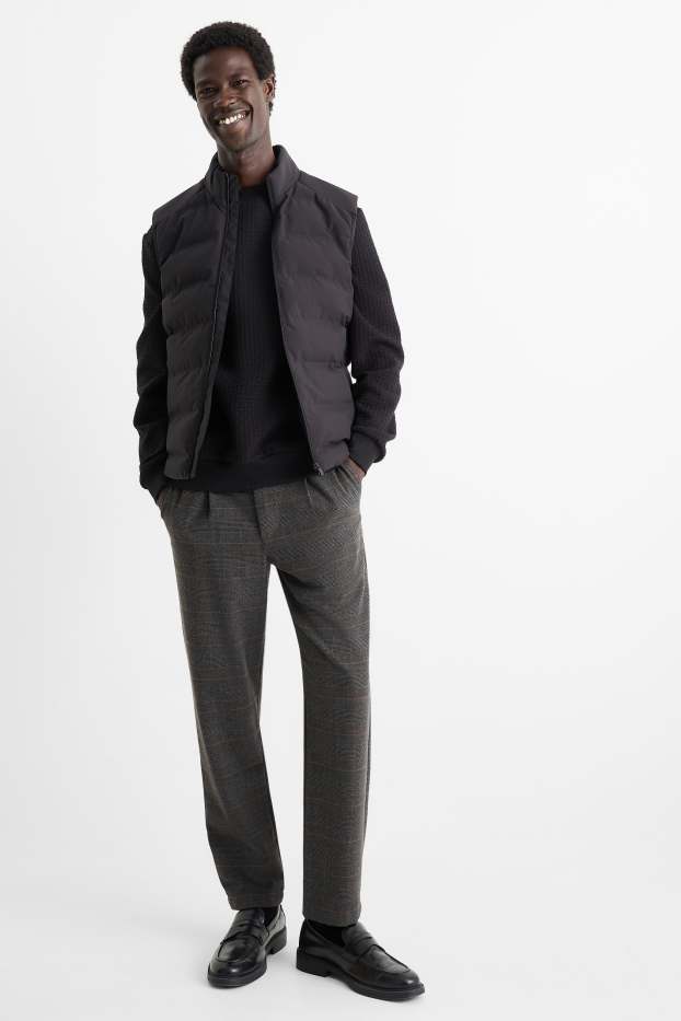 Bărbați - Chino - tapered fit - în carouri - gri închis