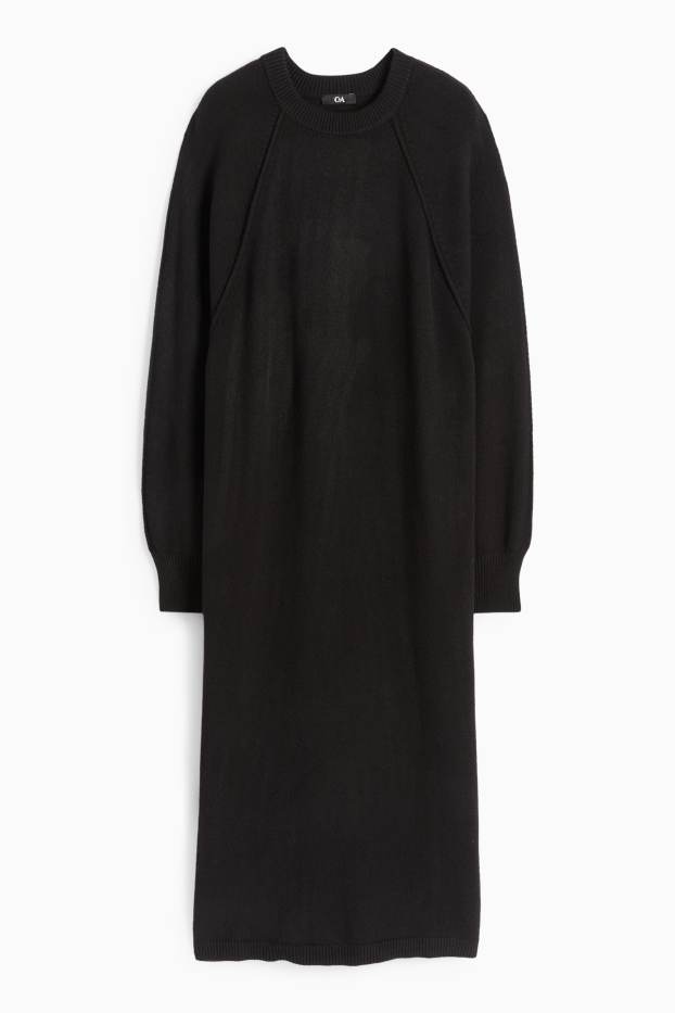 Femei - Rochie din tricot - straight fit - negru