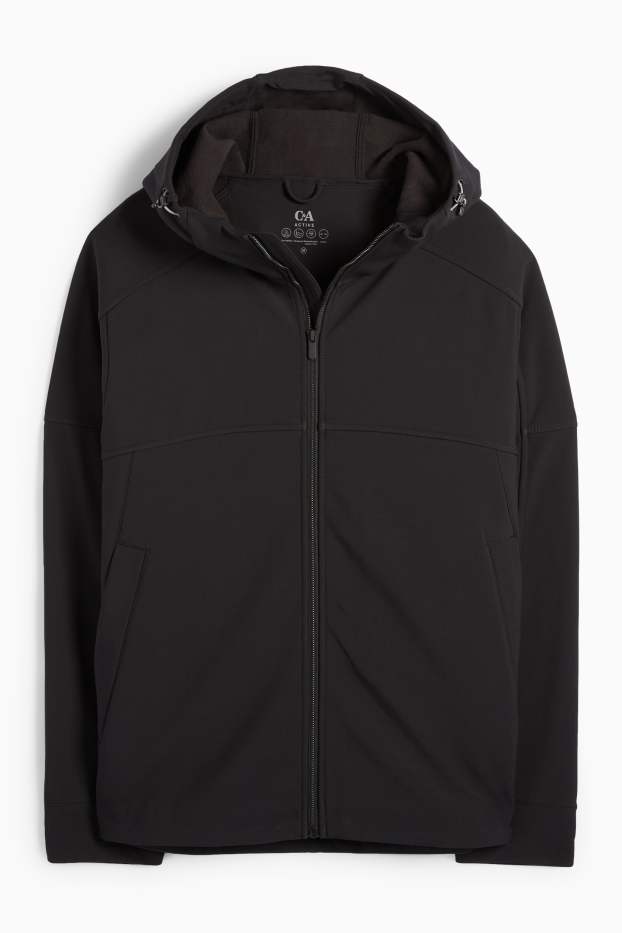 Bărbați - Geacă softshell cu glugă - rezistentă la apă - negru