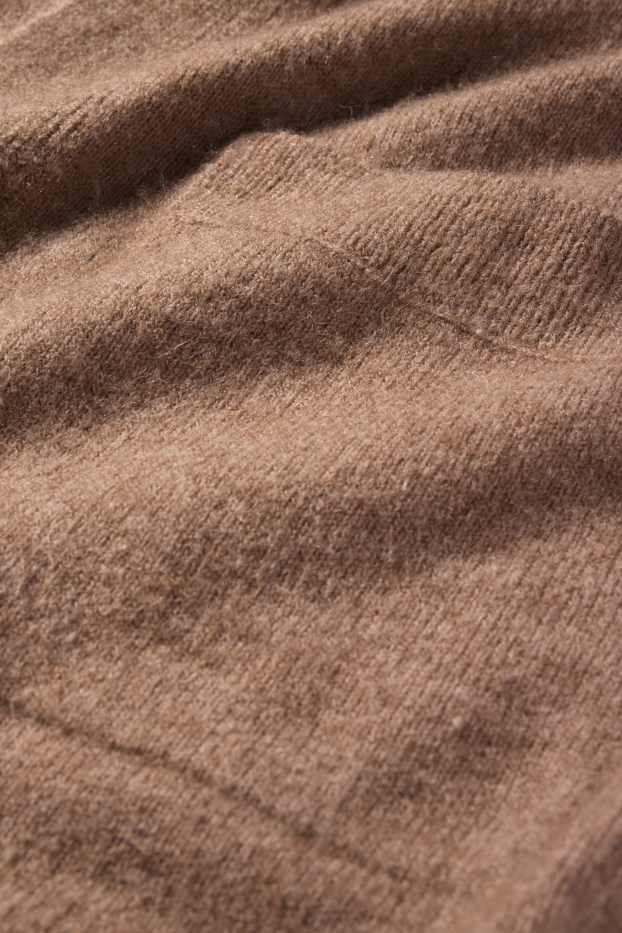 Femei - Cardigan tricotat lung - maro deschis