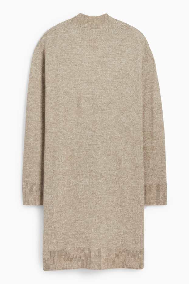 Femei - Cardigan tricotat lung - verde