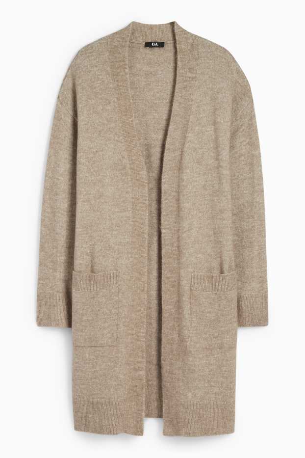 Femei - Cardigan tricotat lung - verde