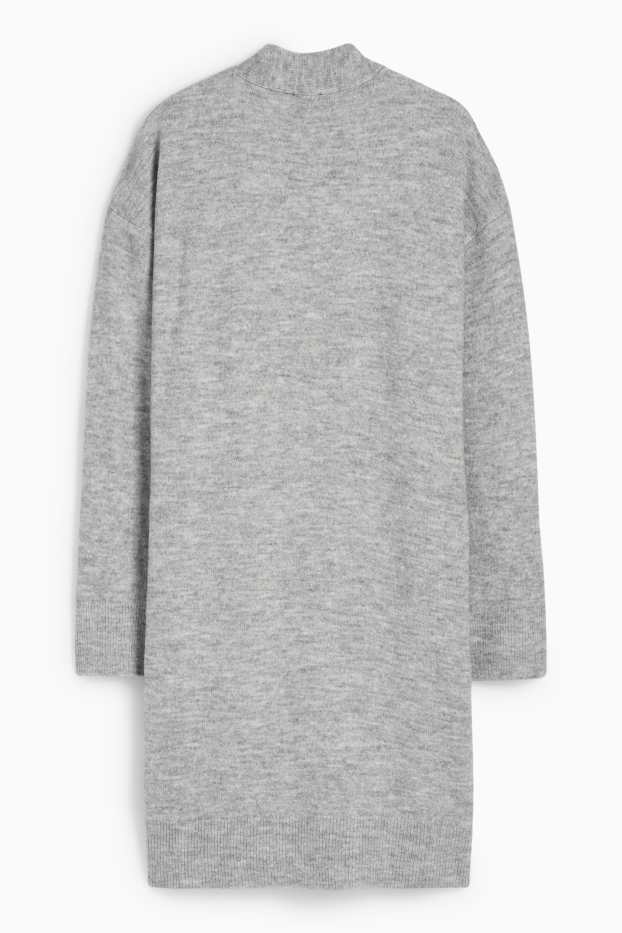 Femei - Cardigan tricotat lung - gri