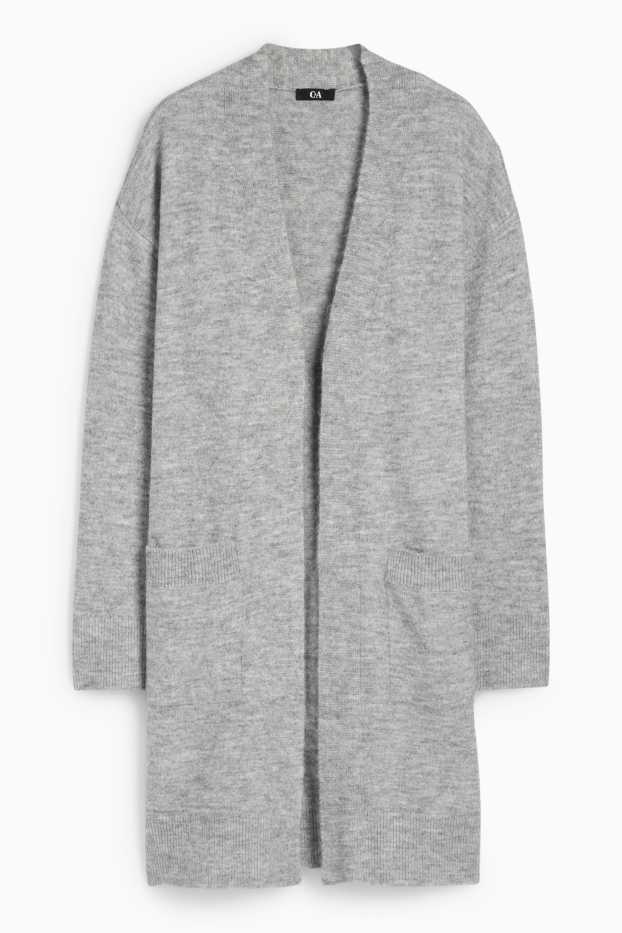 Femei - Cardigan tricotat lung - gri