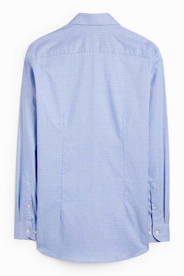 Bărbați - Cămașă office - slim fit - guler italian - în carouri - albastru
