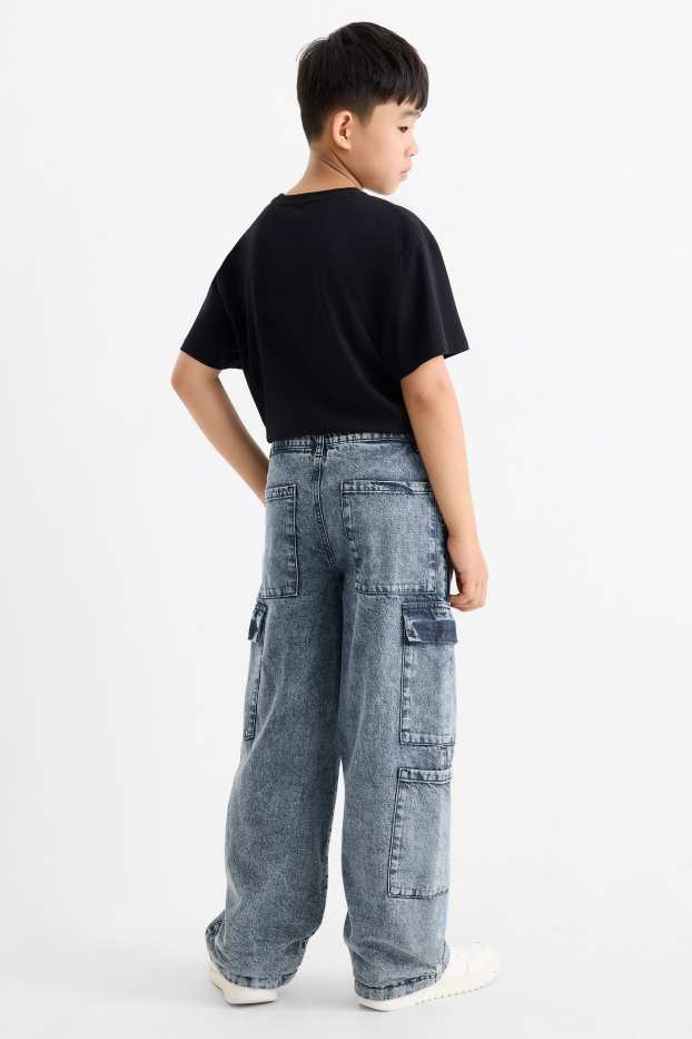 Copii - Băieți - Cargo jeans - jeans termoizolanți - denim-albastru