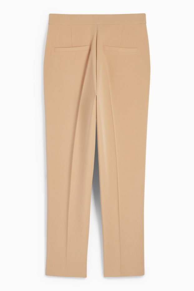 Women - Cloth trousers - high waist - tapered fit - beige