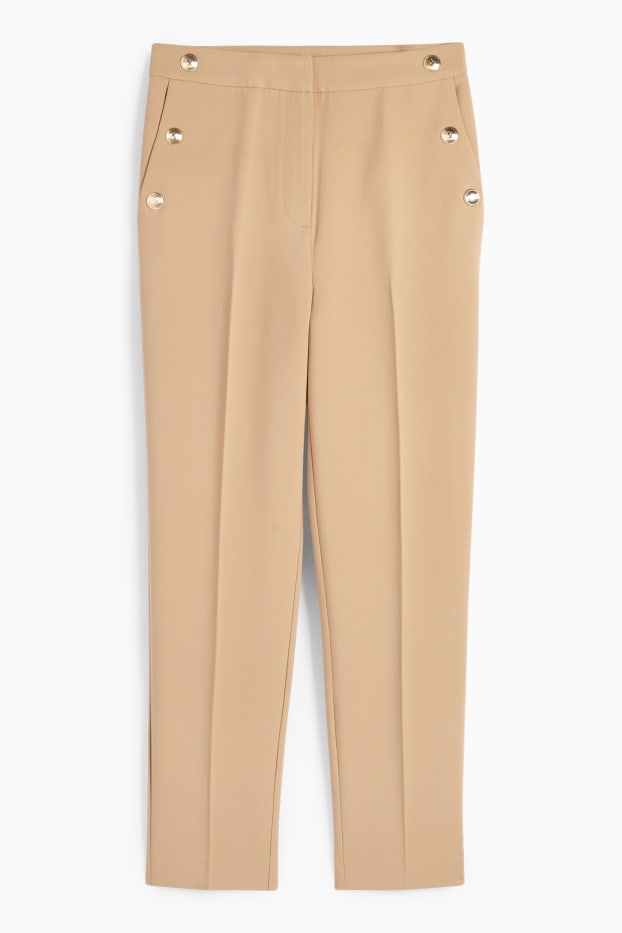 Women - Cloth trousers - high waist - tapered fit - beige