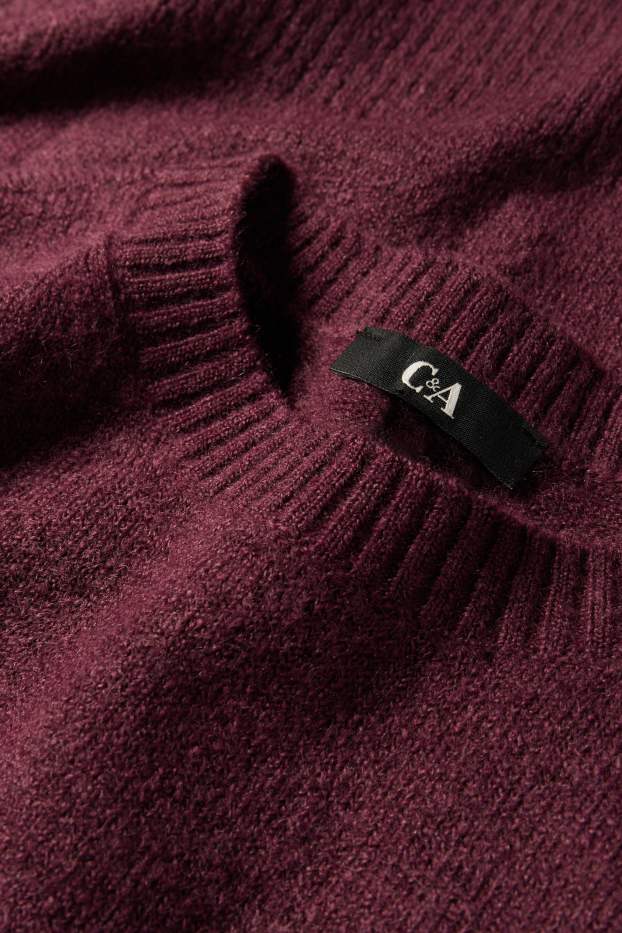 Femei - Pulover din tricot fin - bordo