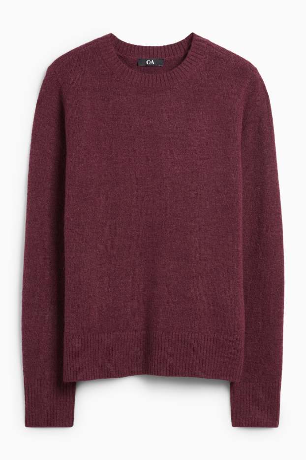 Femei - Pulover din tricot fin - bordo