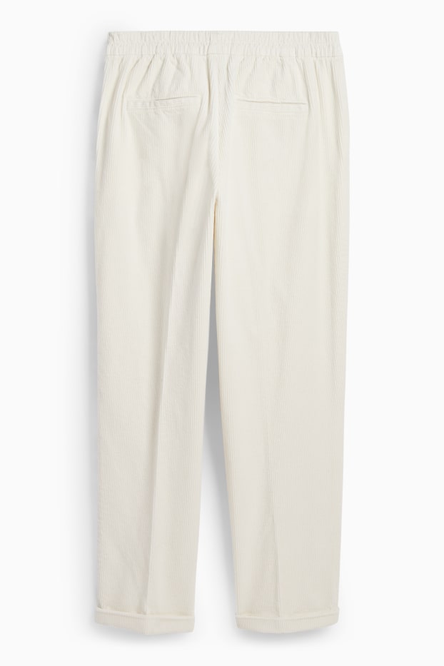 Damen - Cordhose - High Waist - Tapered Fit - LYCRA® - cremeweiß