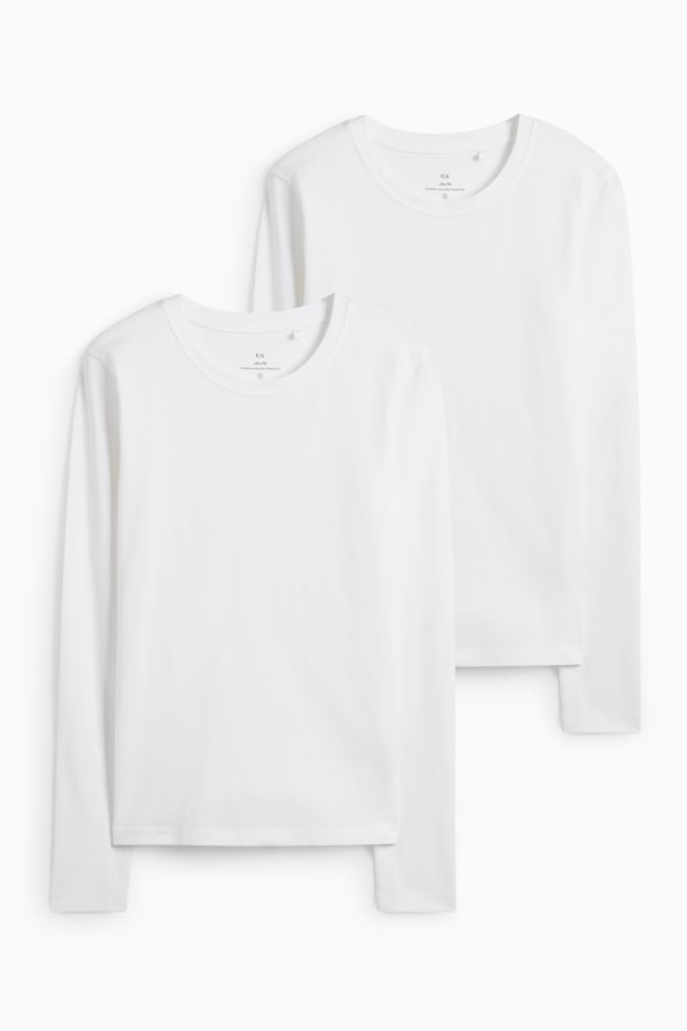 Femei - Multipack 2 buc. - tricou cu mânecă lungă - slim fit - alb