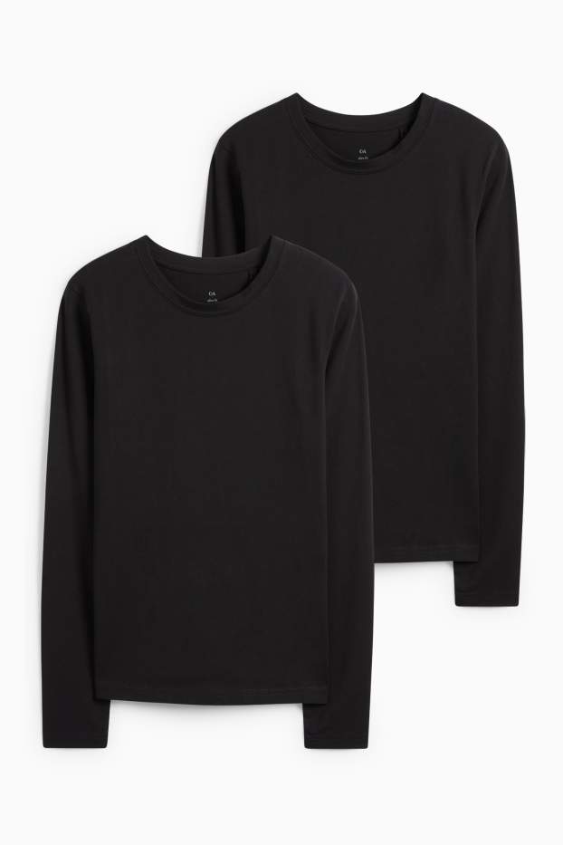 Femei - Multipack 2 buc. - tricou cu mânecă lungă - slim fit - negru