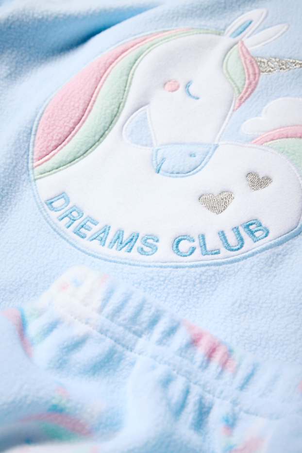 Copii - Fete - Unicorn - pijama de fleece - 2 piese - albastru deschis