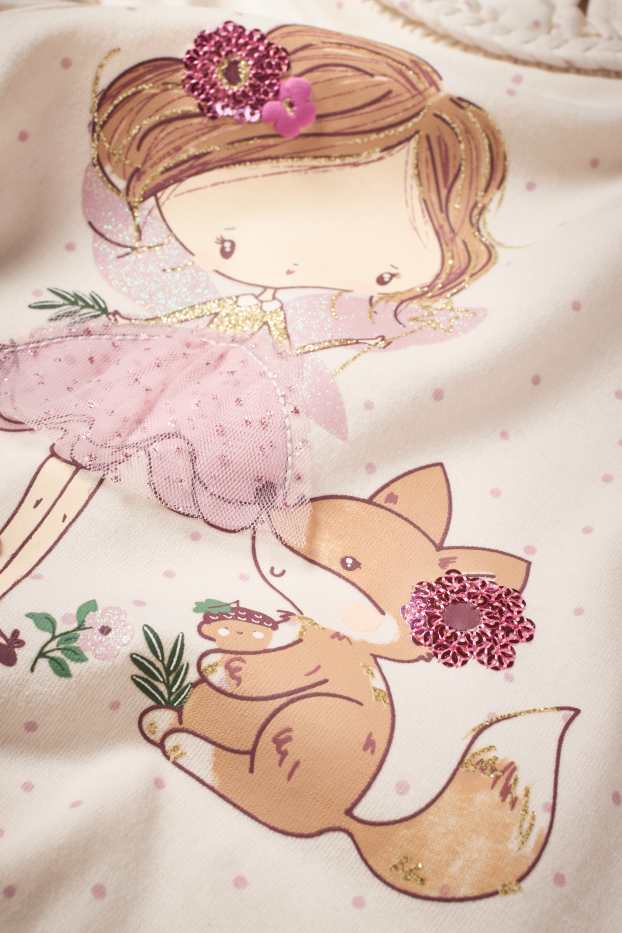 Copii - Fete - Zână și vulpe - tricou cu mânecă lungă - cu buline - alb-crem