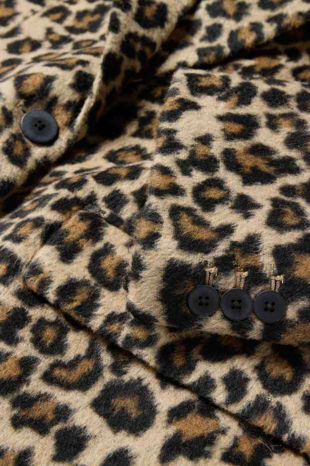 Femei - Blazer lung - relaxed fit - imprimeu de leopard - negru / nej