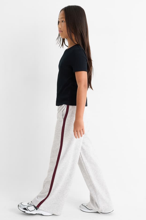 Copii - Fete - Pantaloni de trening - gri deschis melanj