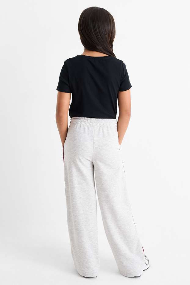 Copii - Fete - Pantaloni de trening - gri deschis melanj