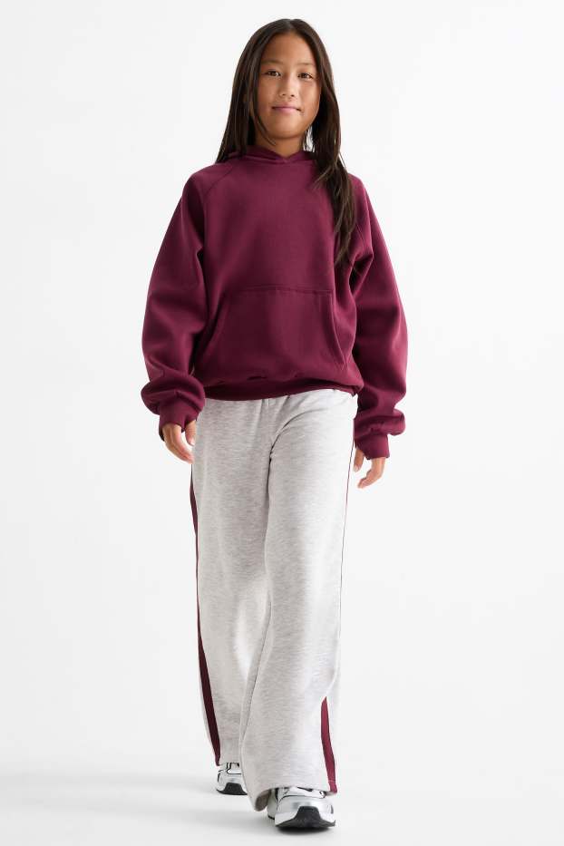 Copii - Fete - Pantaloni de trening - gri deschis melanj