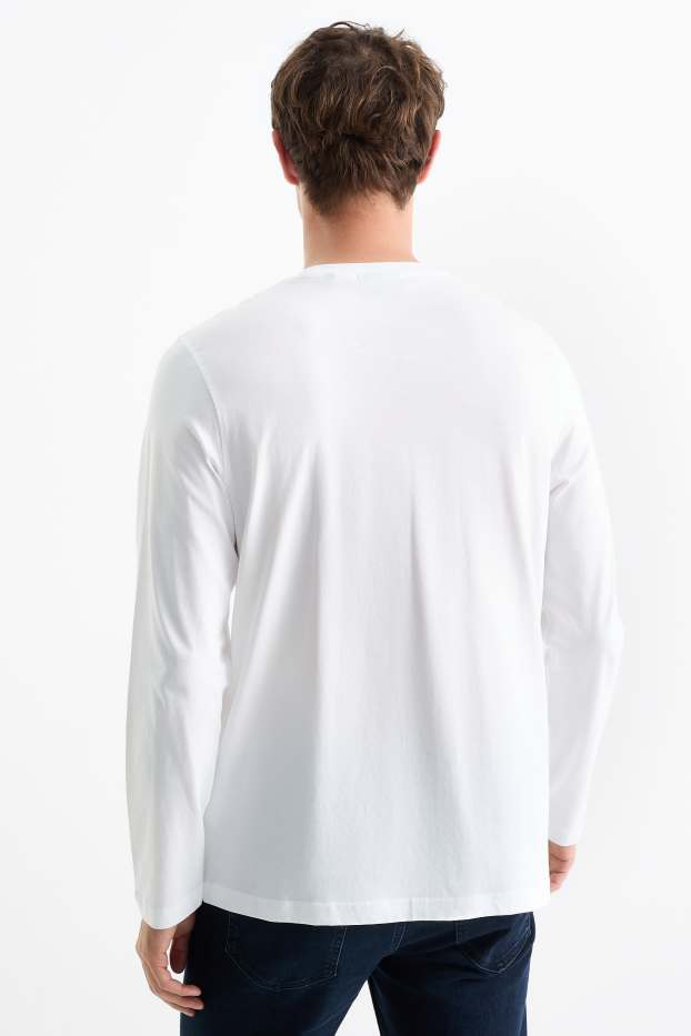 Bărbați - Tricou cu mânecă lungă - alb