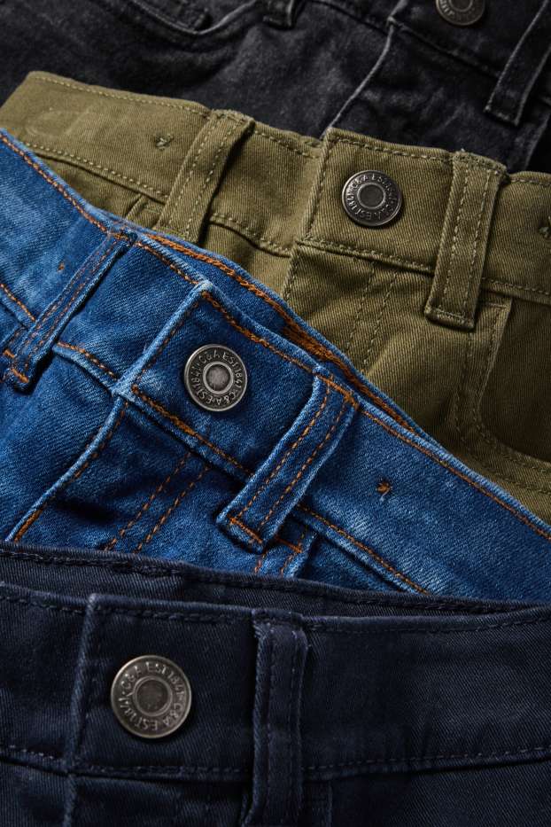 Copii - Băieți - Multipack 4 buc. - 2 pantaloni termoizolanți și 2 jeans termoizolanți - albastru închis