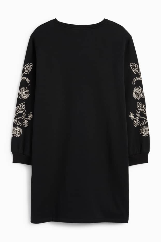 Women - Sweatshirt dress - straight fit - black