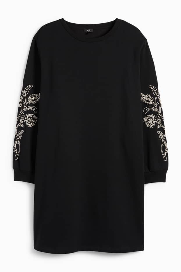 Women - Sweatshirt dress - straight fit - black