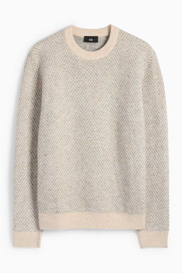 Hommes - Pull - à motif - beige