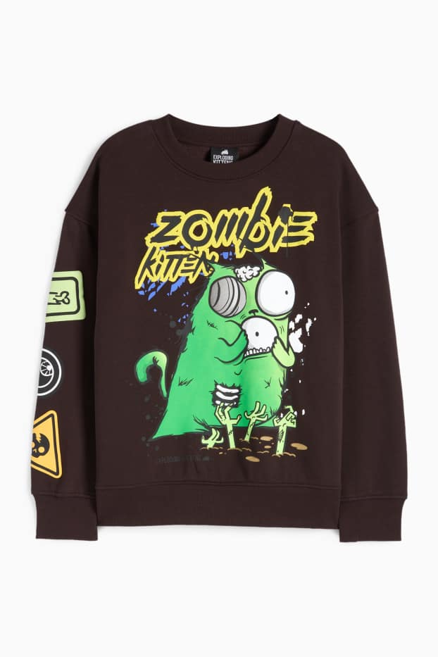 Copii - Băieți - Exploding Kittens - bluză de molton - negru