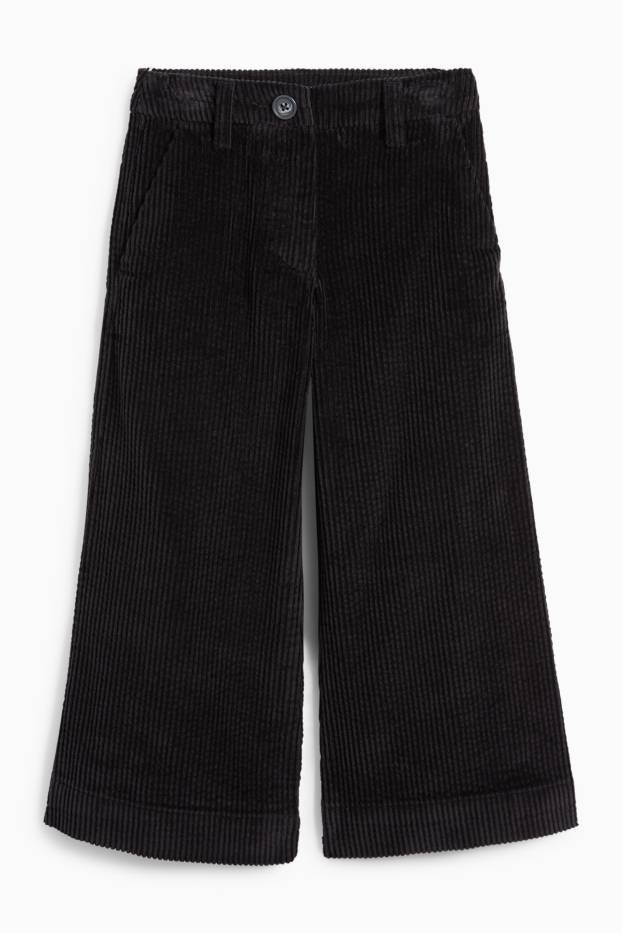 Copii - Fete - Pantaloni din catifea reiată - negru