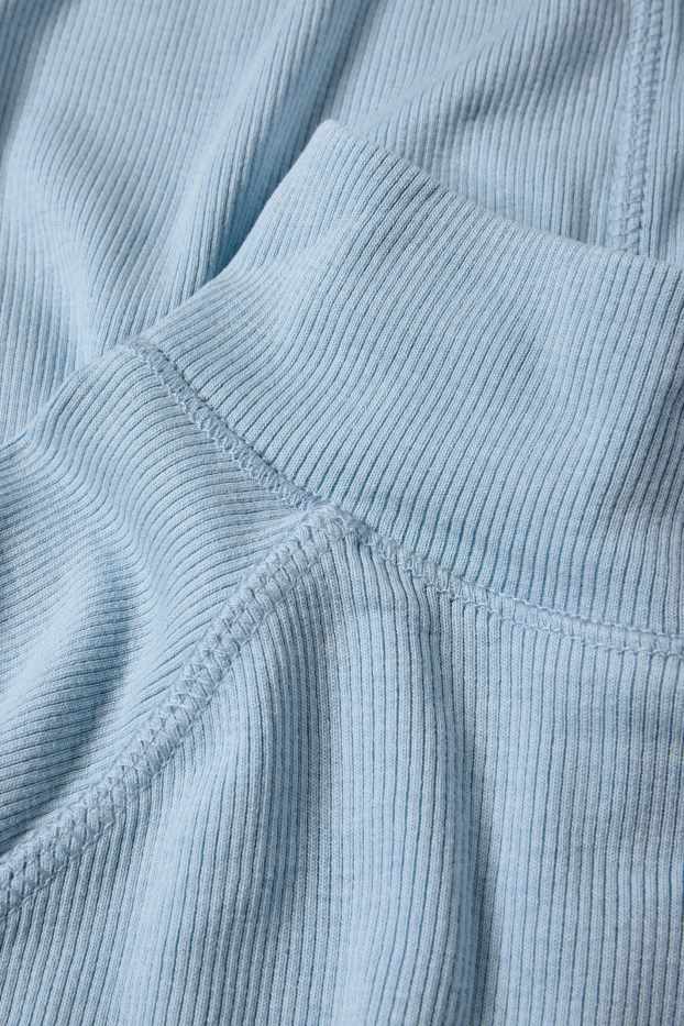 Donna - Maglia a maniche lunghe - slim fit - a coste - azzurro
