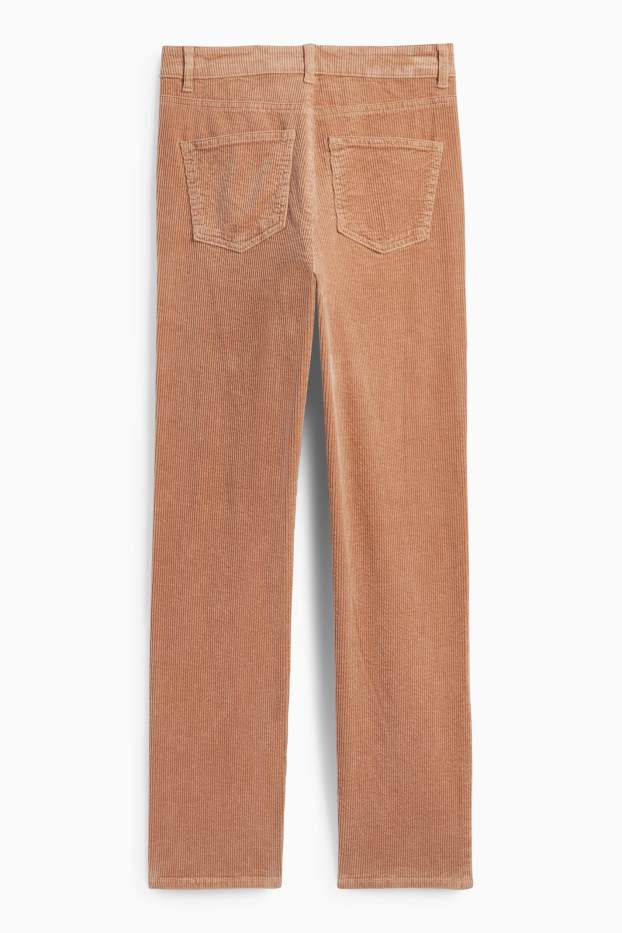 Damen - Cordhose - High Waist - Straight Fit - LYCRA® - hellbraun