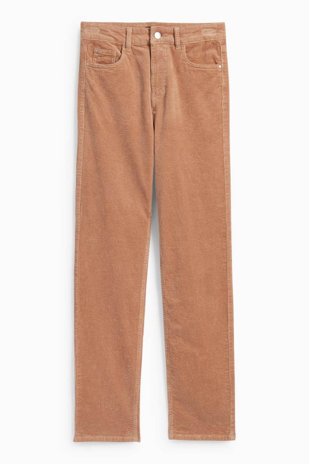Damen - Cordhose - High Waist - Straight Fit - LYCRA® - hellbraun