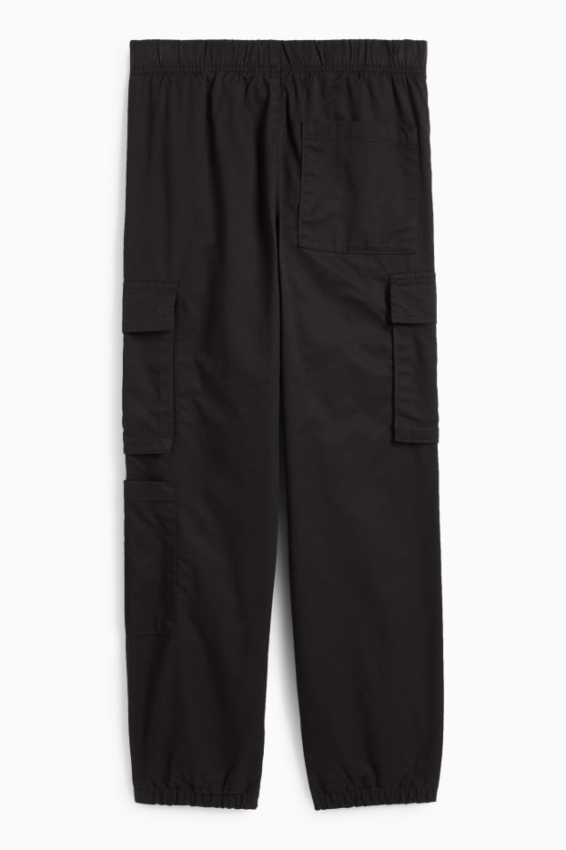 Copii - Băieți - Pantaloni termoizolanți - model cargo - negru