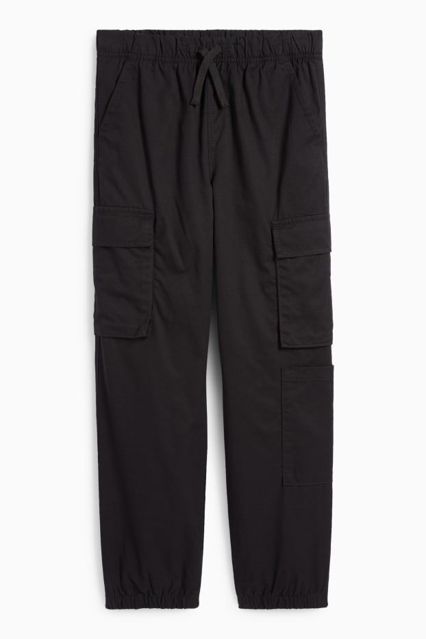 Copii - Băieți - Pantaloni termoizolanți - model cargo - negru