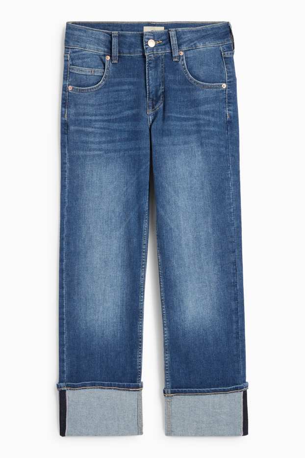Femei - Straight jeans - talie medie - LYCRA® - denim-albastru
